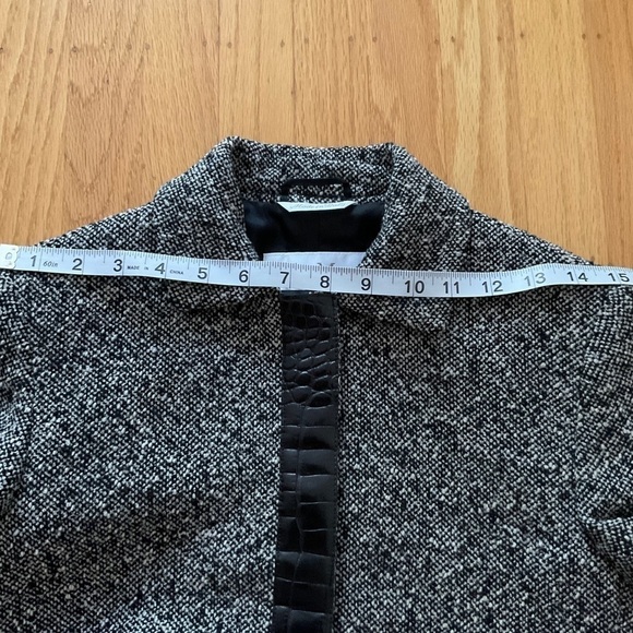 MaxMara Tweed Leather Trim Wool Jacket Size 4 - Picture 11 of 16